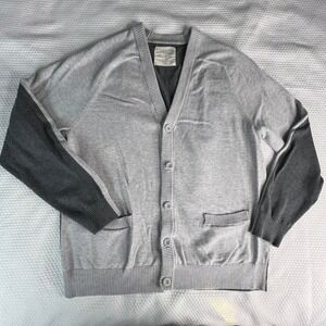 Five Four Nick Wooster Mens Gray Cardigan Sweater Size M 100% Cotton Grandpacore